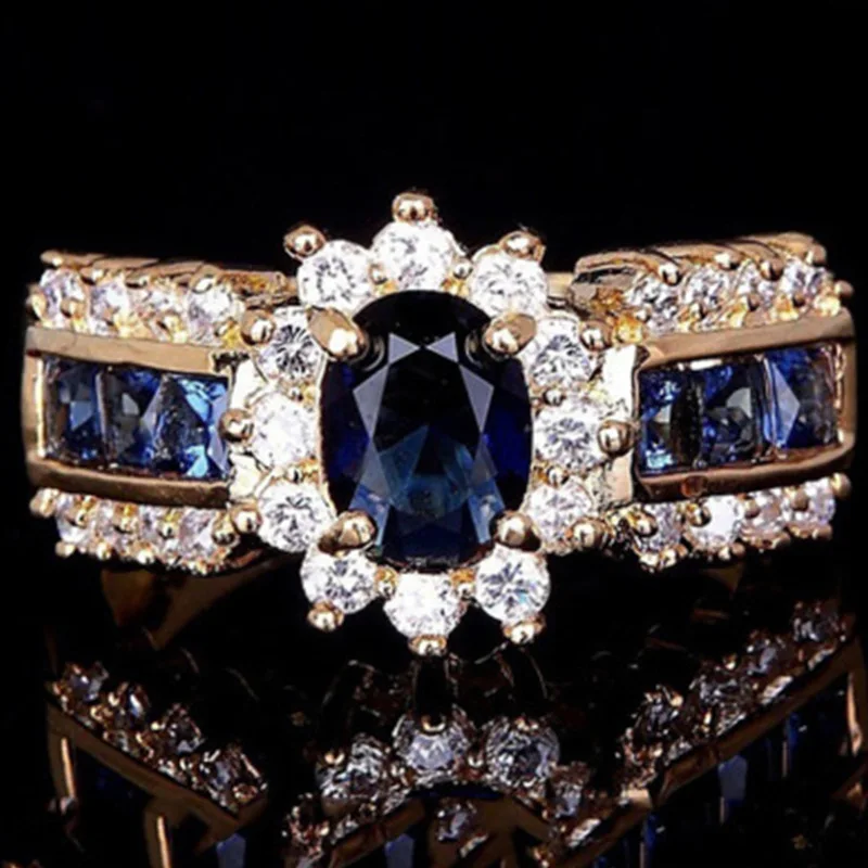 Роскошное Европейское женское ювелирное изделие красный/синий кристалл циркон