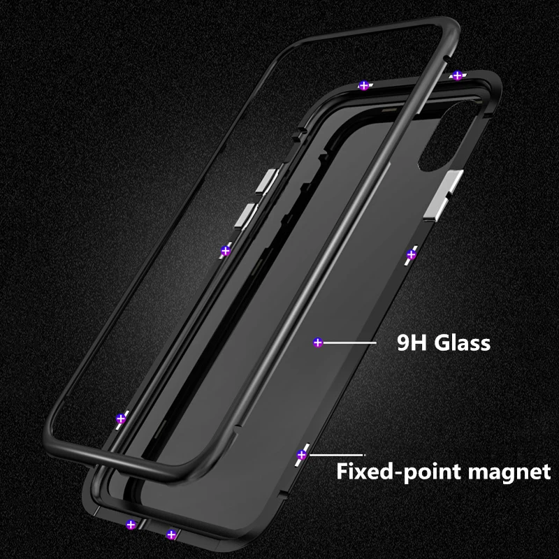 Для xiaomi mi 8 Магнето Магнитная адсорбции Алюминий чехол + 9 H закаленное стекло