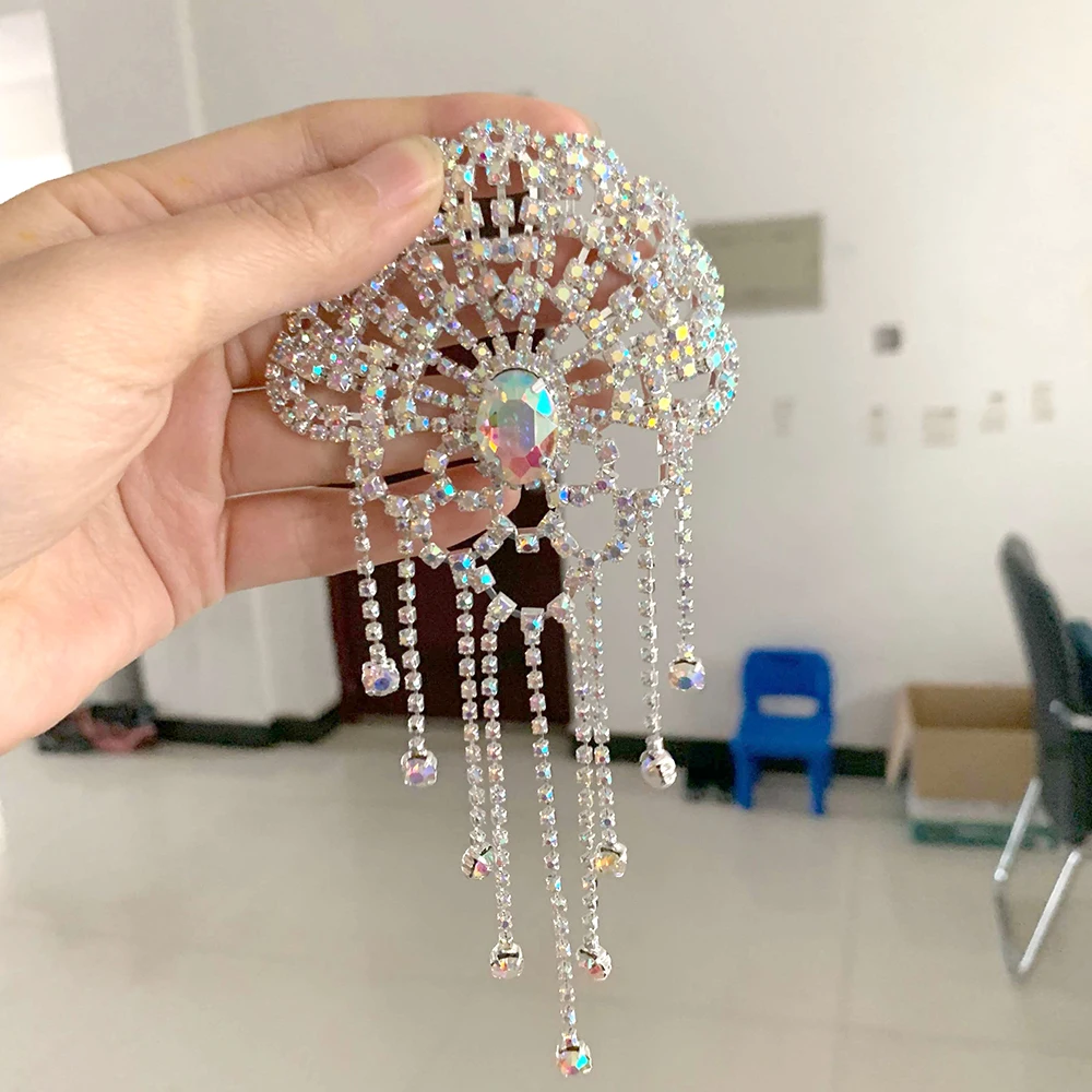 Аппликация из прозрачного кристалла AB в форме цветка наплечная цепочка с