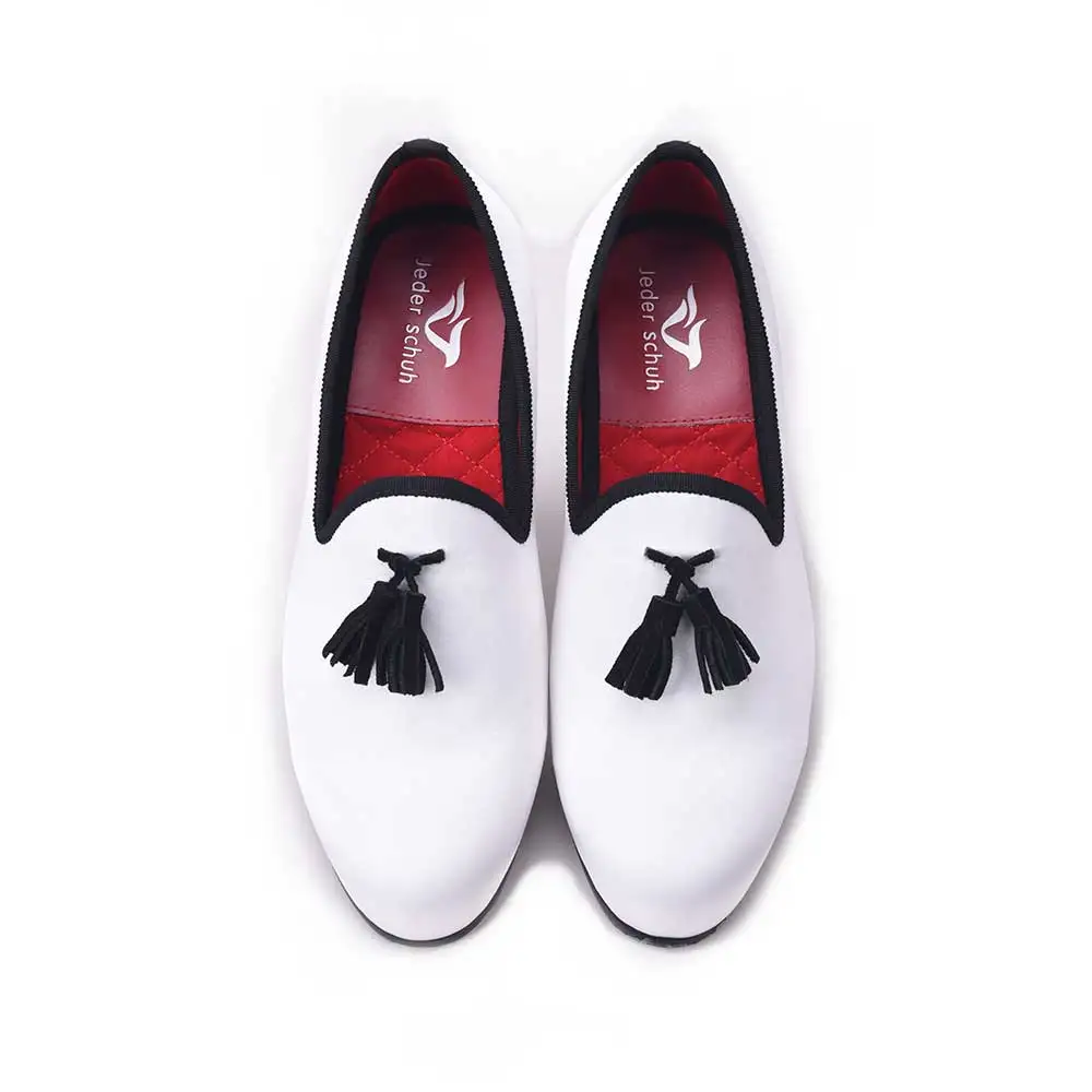 Новинка мужские туфли-лоферы ручной работы белого цвета украшенные стразами и