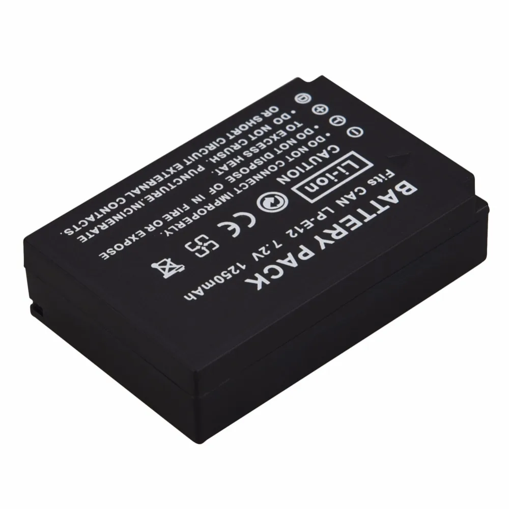 Заменяемые аккумуляторы для цифровых камер 7,2В 1250мАч LPE12 для Canon EOS 100D Kiss X7 Rebel SL1 M10 DSLR.