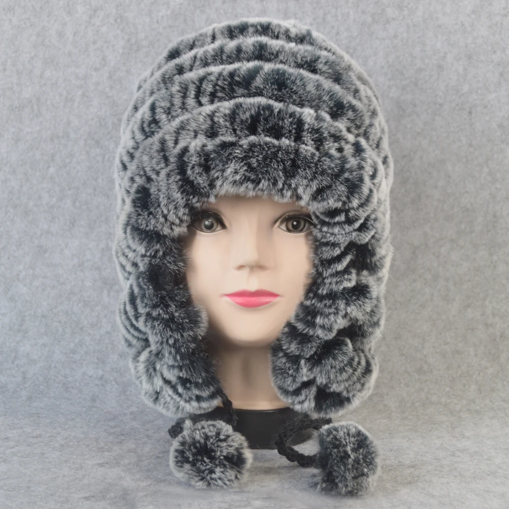 Повседневные зимние меховые шапочки шляпа для женщин вязаное изделие из