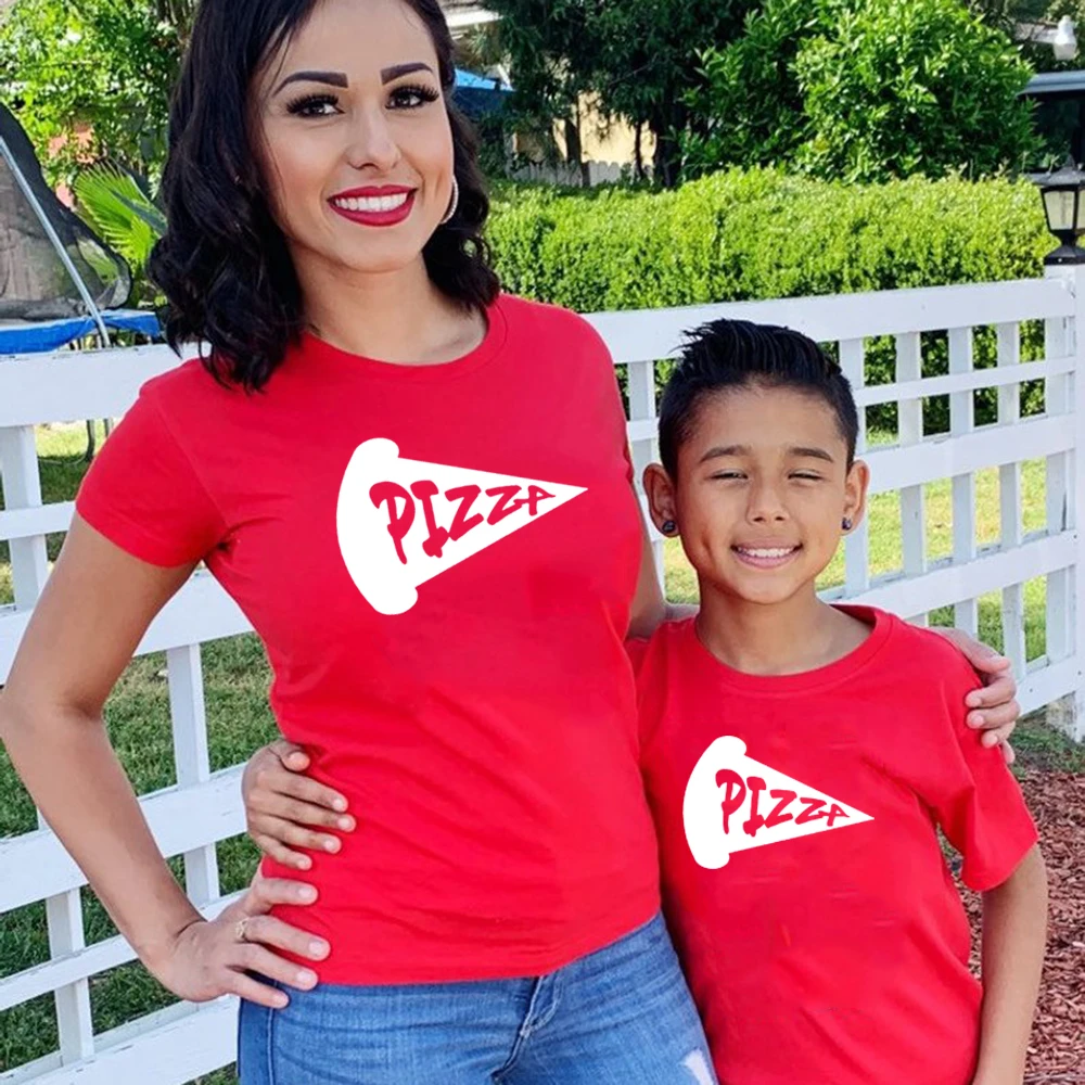 

Mom and Me Matching Pizza T Shirts Family Outfit Clothes Summer Short Sleeve Casual T Shirt Mother and Daughter Son Tee Shirt