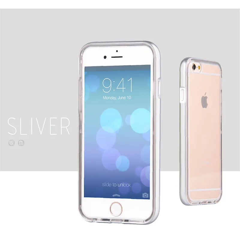 Для Apple iPhone 6 6s plus 2 в 1 вызов вспышка Прозрачный чехол для 5 5S SE TPU кожа задняя крышка