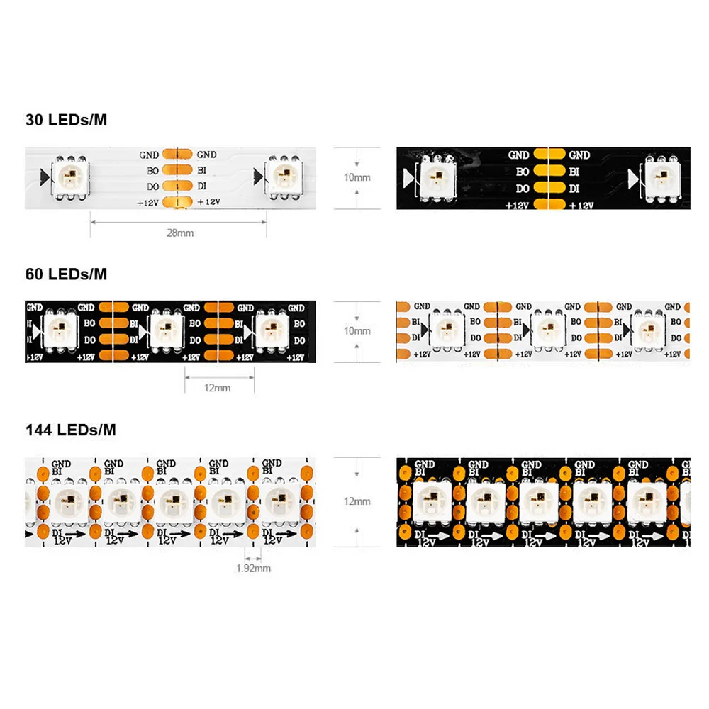 Пиксельная Светодиодная лента WS2815 RGB (WS2812B/WS2813) индивидуальное управление