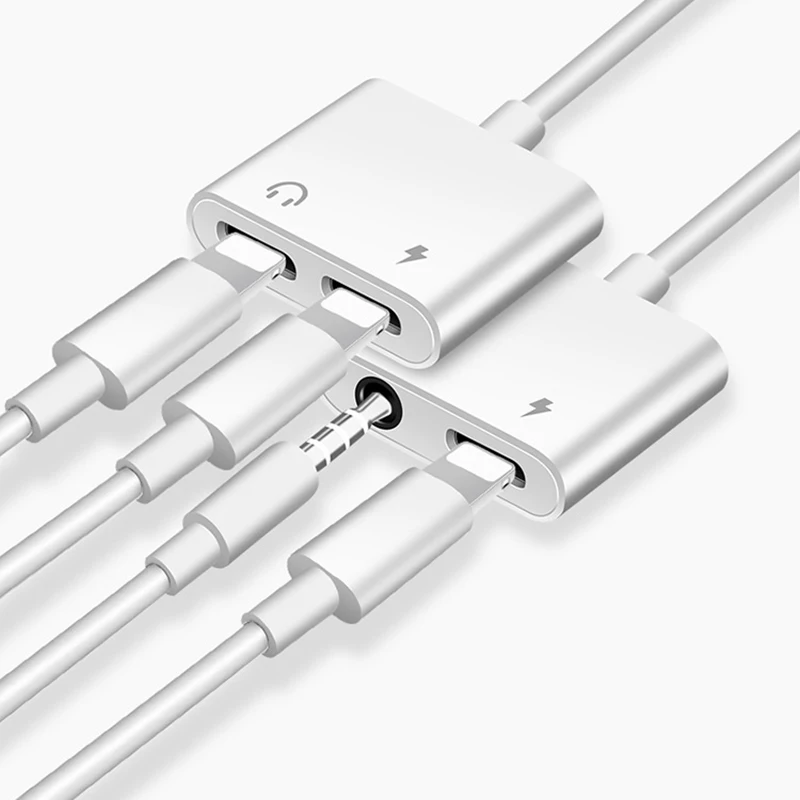 2 в 1 аудио адаптер наушники с зарядным устройством кабель для iPhone 7 8 Plus X Aux разъем
