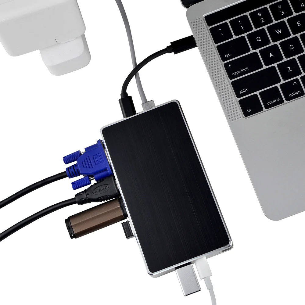 8 All in One Type C HUB USB-C Docking Station to HDMI VGA SD USB 3.0 RJ45 Network Adapter Hub With PD Charging For MacBook | Компьютеры и