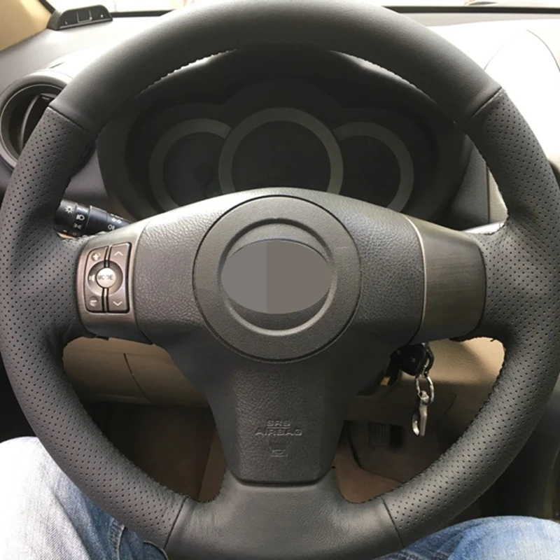 Сделай сам из искусственной кожи рука сшитый черный чехол рулевого колеса