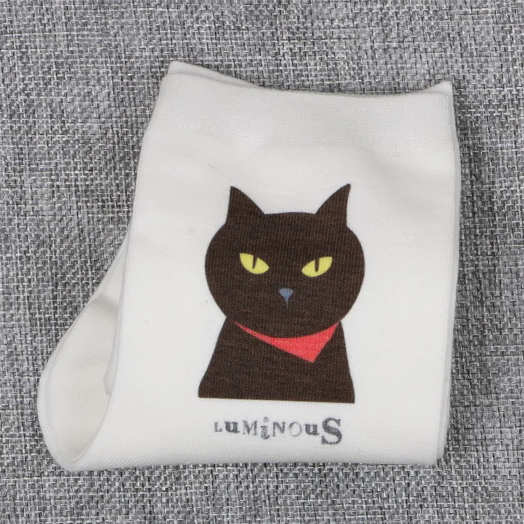 Для любителей кошек супер милые хлопковые носки белые удобные до лодыжки Kawaii