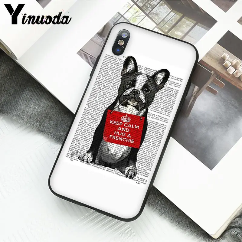 Book newspaper background Cute French Bulldog Phone CaseFor iphone 12 11 Pro Max 5 5Sx 6 7 8plus X XS MAX XR | Мобильные телефоны и