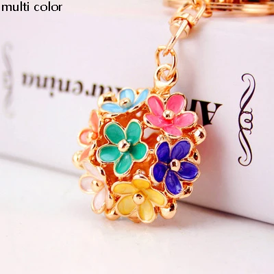 multi color Элегантный позолоченный синий розовый оранжевый красный белый черный ручной эмалированный полый маленький цветок дизайн металлический сплав брелки - Цвет: multi color