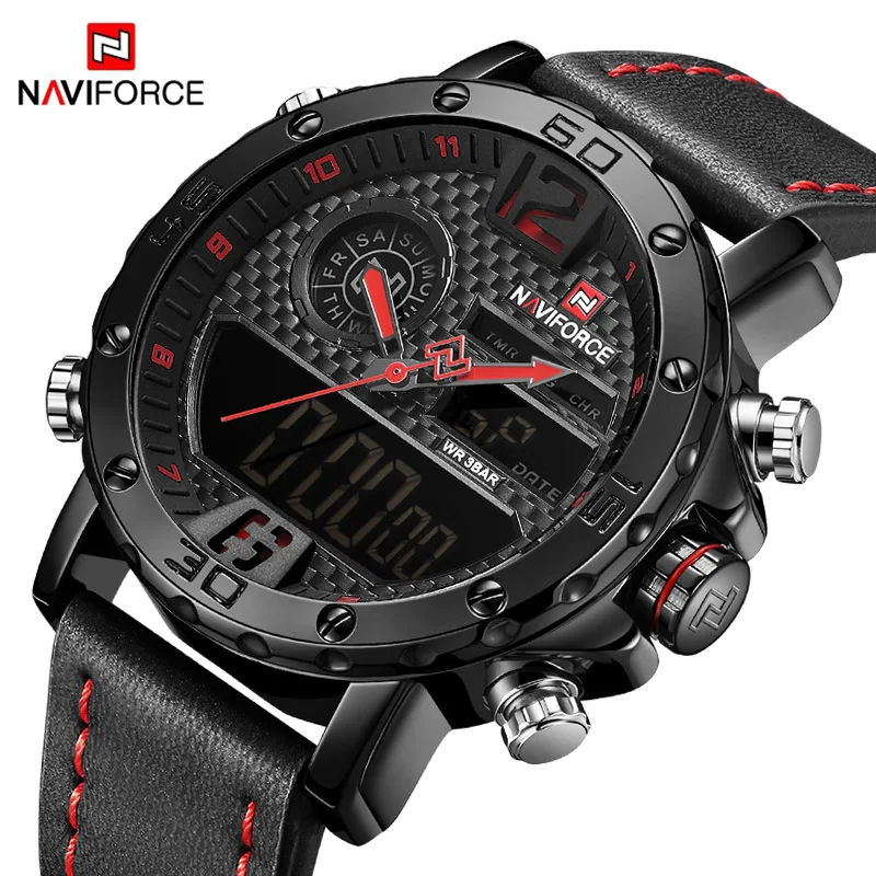 NAVIFORCE спортивные часы светодио дный для мужчин водостойкие светодиодный
