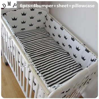 

Promotion! 6PCS crib bedding kit baby bedding juego de cama set baby bed bed around (bumpers+sheet+pillow cover)