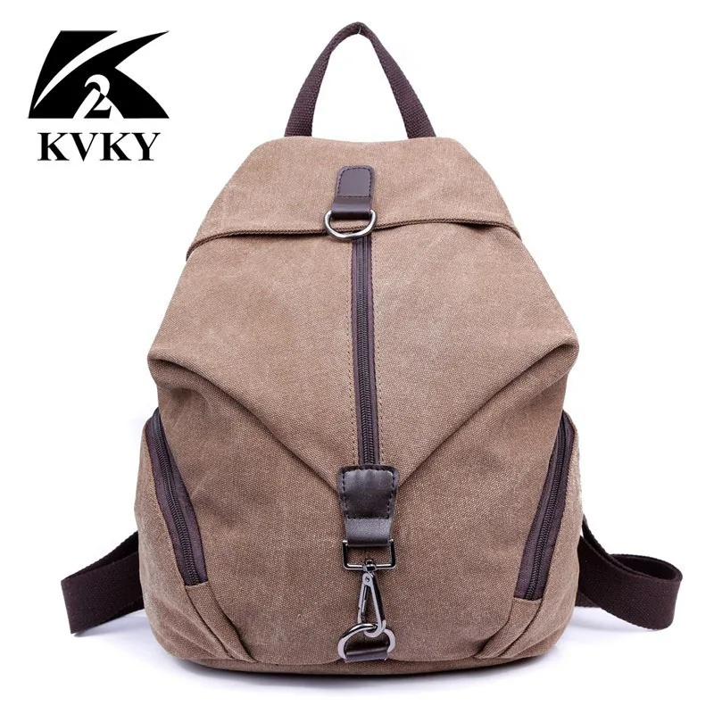 KVKY красивый стиль чистый цвет Холщовый женский рюкзак для колледжа студентов