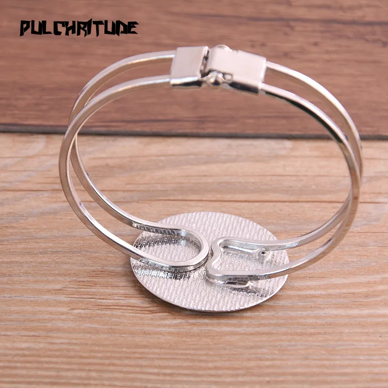 PULCHRITUDE 1 шт./лот 5 стильный, посеребренный браслет свободный браслет блюдечко для фурнитуры гнездовая оправа круглый Овальный Кабошон-Камея