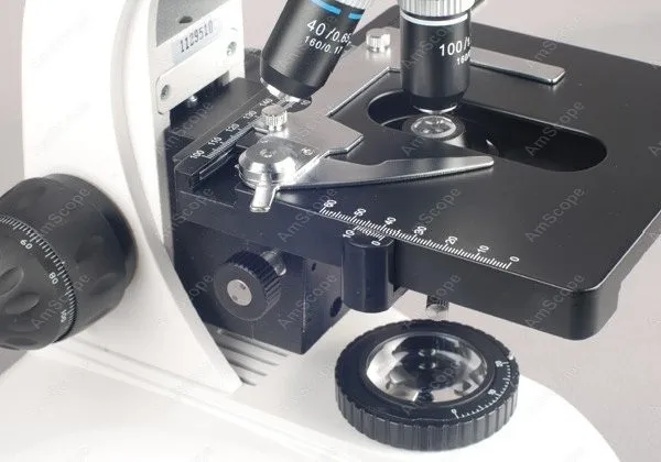 Лабораторный тринокулярный биологический микроскоп амскоп 40X 2000X лабораторный