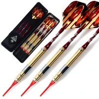 cuesoul soft tip darts set with golden 16g dart barrels eye catchedred aluminium dart shafts for dardos electronico