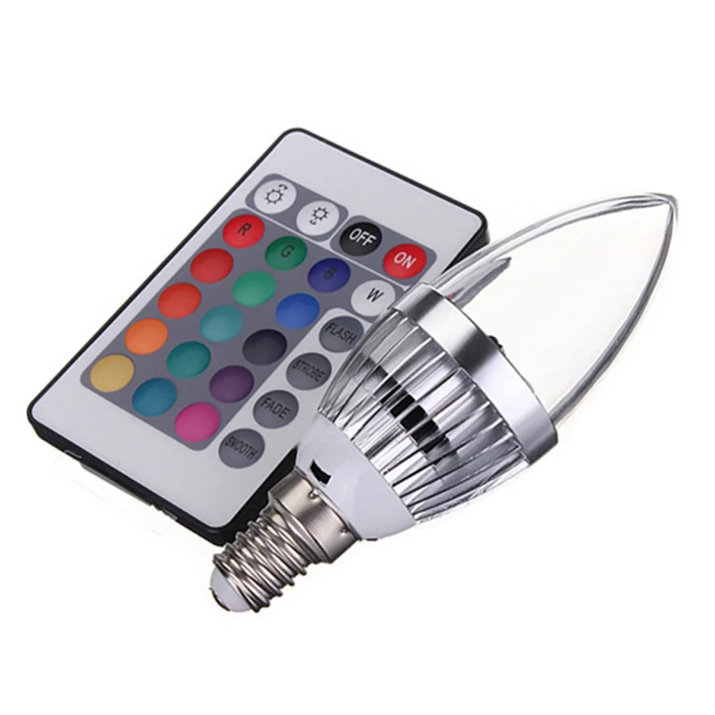 Светодиодная лампа в форме свечи E14 3 Вт RGB с регулируемой яркостью для дома