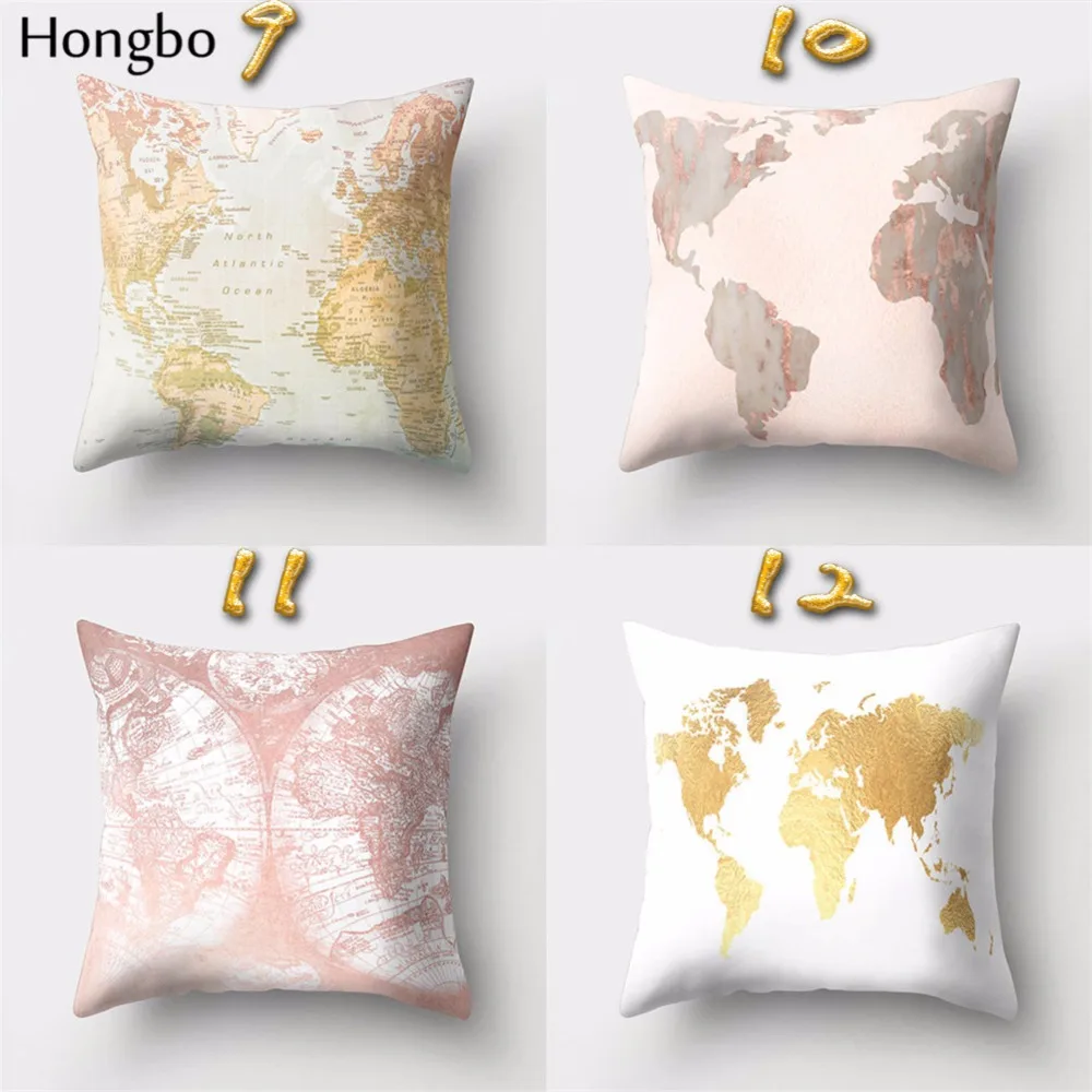 Hongbo 1 шт. винтажный цветной чехол для подушки в стиле карты мира с узором из