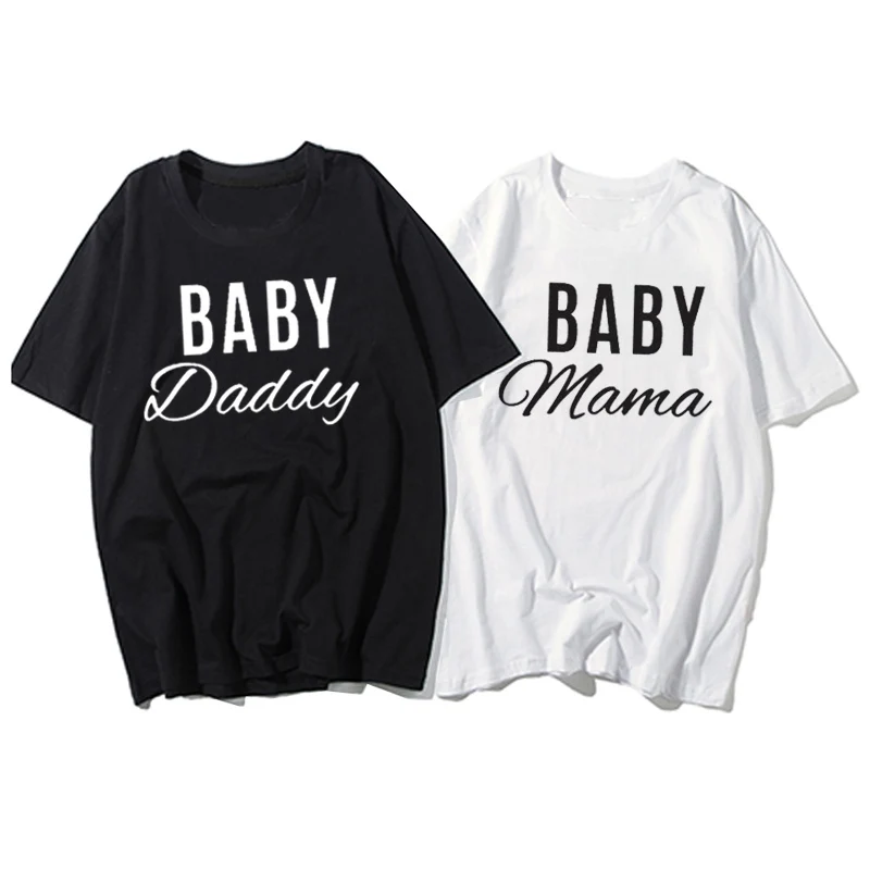 Летняя одежда для пар забавная Футболка с принтом Мама и папа влюбленных