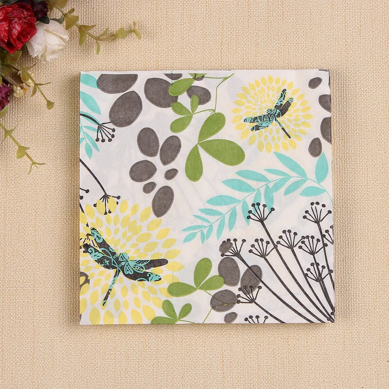 20 оптовая продажа винтажные салфетки для стола с рисунком драгоценных листьев