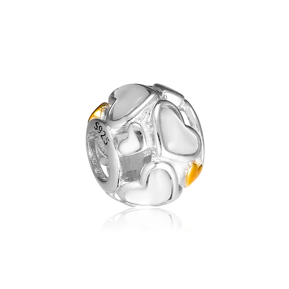

Fits Europe Charms Bracelets 100% Original 925 Sterling Silver Jewelry Luminous Hearts Beads Free Shipping