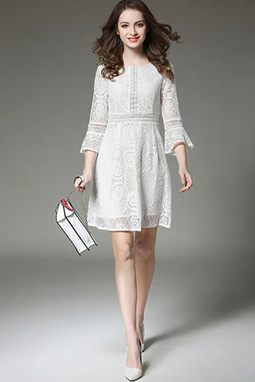Новинка 2017 модное женское однотонное весеннее кружевное платье в европейском