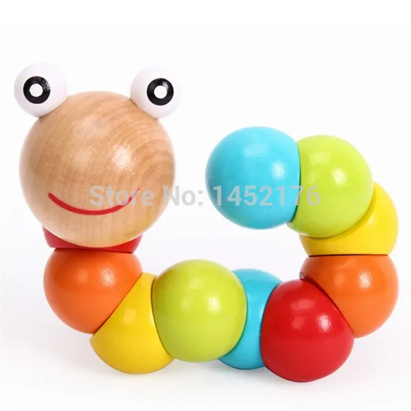 2015 New Fashion Baby Toys Variety Twist-colored Insects Wooden Infant Creative educational wood inchworm toy For Kids | Игрушки и хобби