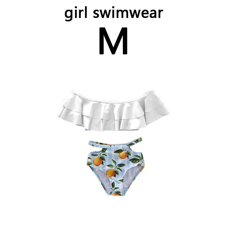 girl size M Семейный комплект бикини для женщин; коллекция года; Летние оранжевые купальники с принтом для мамы и дочки; пляжные шорты для мальчиков; купальник для мамы и дочки - Цвет: girl size M