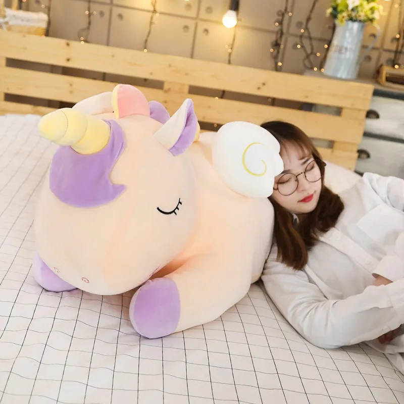 Большая плюшевая игрушка-единорог мягкая красочная лошадь набивная