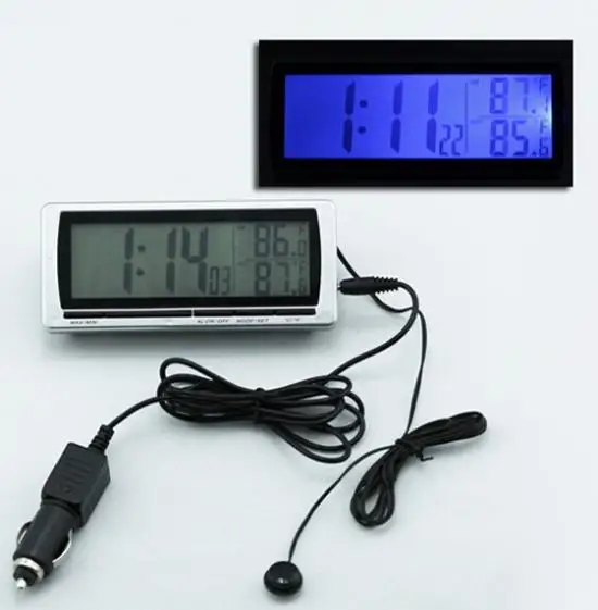 Silver Multi-function Digital Large LCD Car Auto Clock Alarm In/Out Thermometer Hygrometer Weather Forecast Meter | Автомобили и