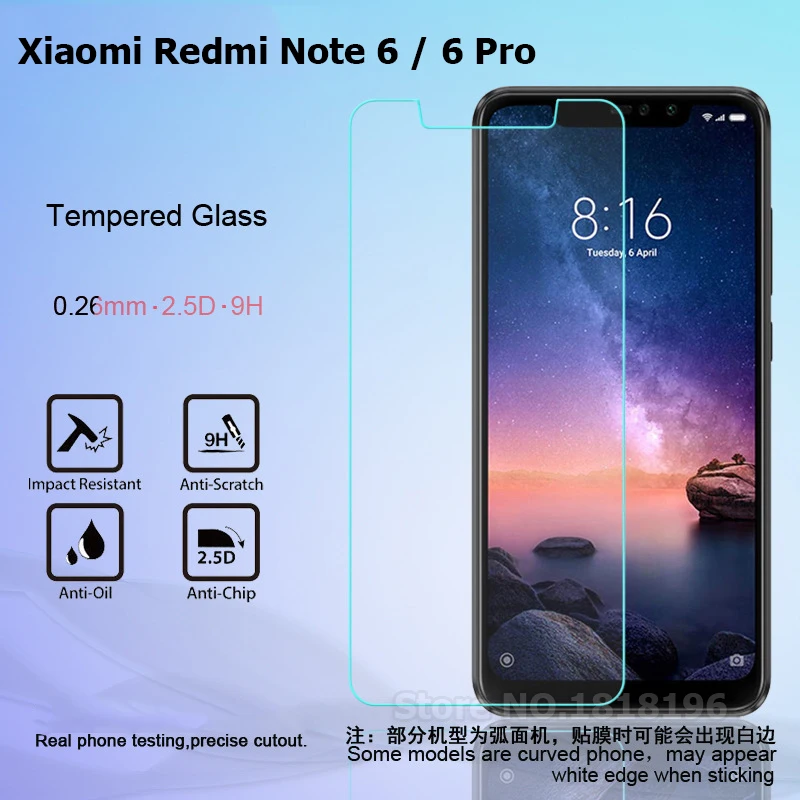 Защитное стекло для Xiaomi Redmi Note 6 Pro 9H|Защитные стёкла и плёнки телефонов| |