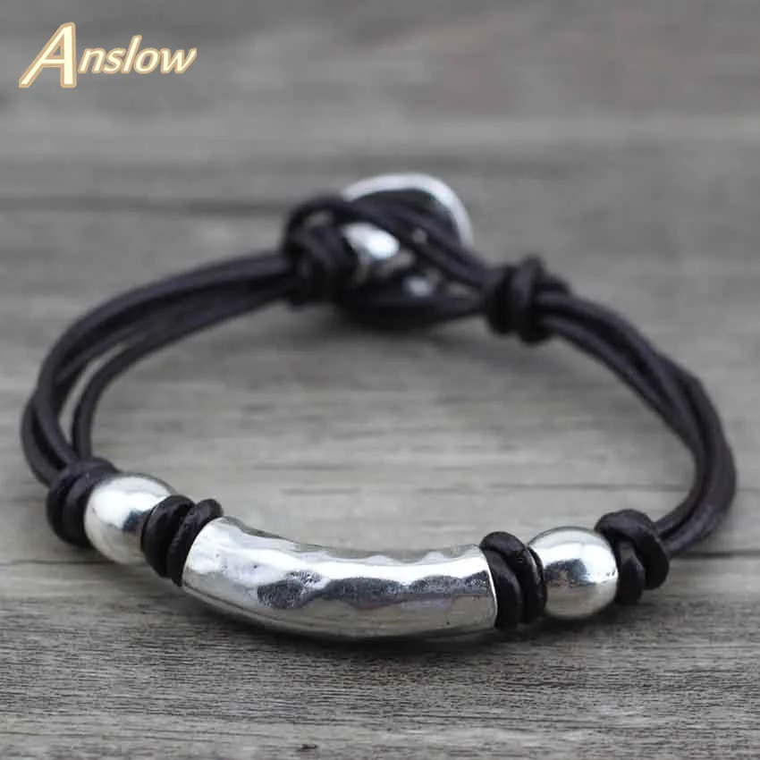 Винтажный Браслет Anslow из натуральной кожи для мужчин и женщин Лидер продаж