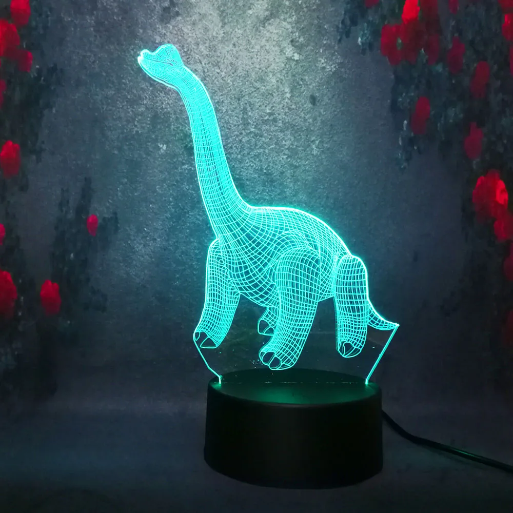 3D Динозавр Парк Юрского периода мальчик подарок Brachiosaurus ночник LED7 Цвет