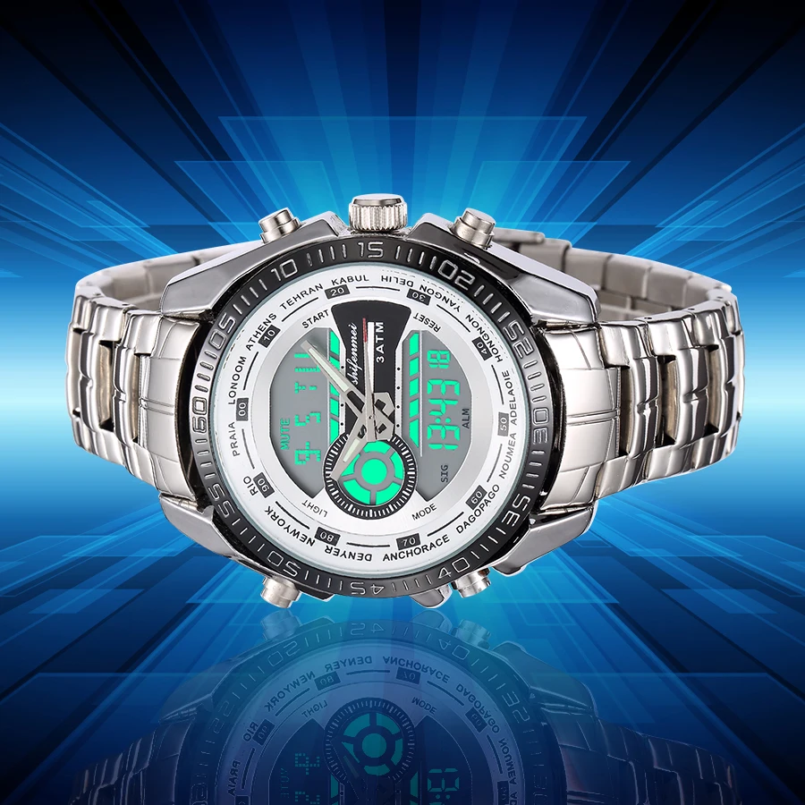 SFMEI S1121 Роскошные Брендовые мужские часы военные водонепроницаемые светодиодные