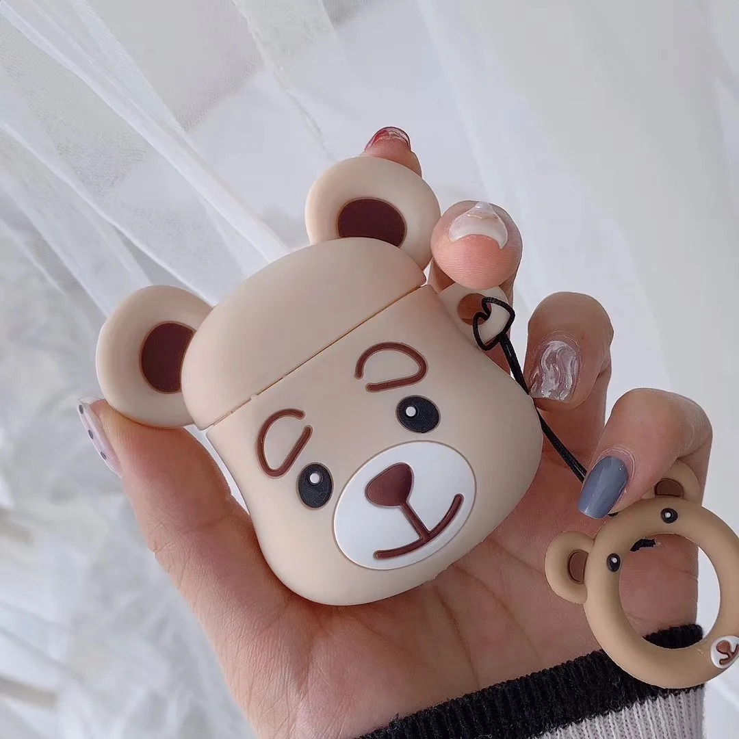 L Чехол для AirPods с изображением мультяшного медведя, собаки, чехол s для Apple Airpods 2, чехол, Милые силиконовые аксессуары для наушников, чехлы для наушников, чехлы для Air pods - Цвет: L