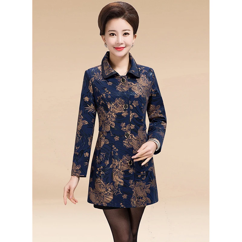 Тренч Женский длинный с винтажным принтом 2019|Женские плащи и тренчи| |