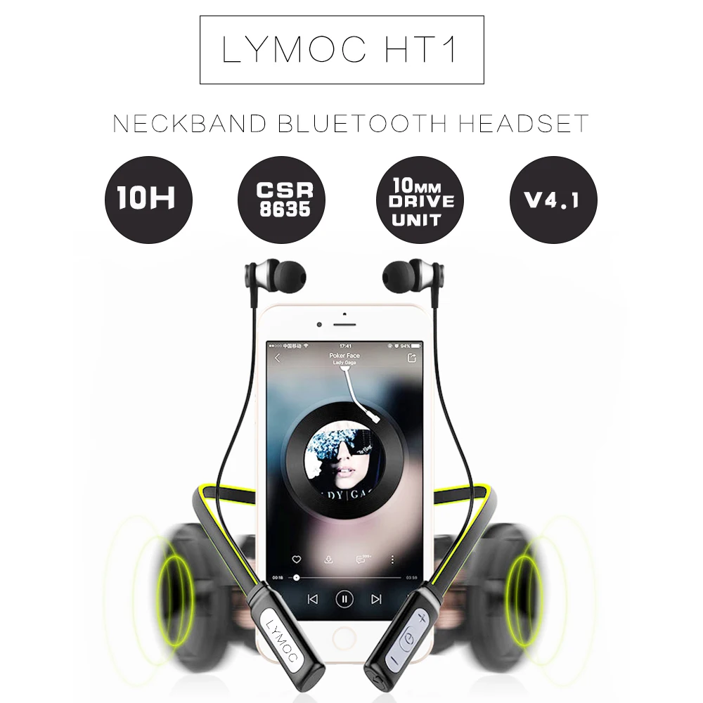 LYMOC наушники-воротник, Bluetooth, беспроводные наушники, магнит, динамические, неровные, бас, музыка, спорт, телефон, наушники, Handsfree MIC Apt-X
