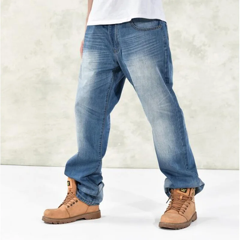 New Men jeans Fashion Popular skateboard pants baggy Men's Hip Hop Leisure Trousers large size 30-46 | Мужская одежда
