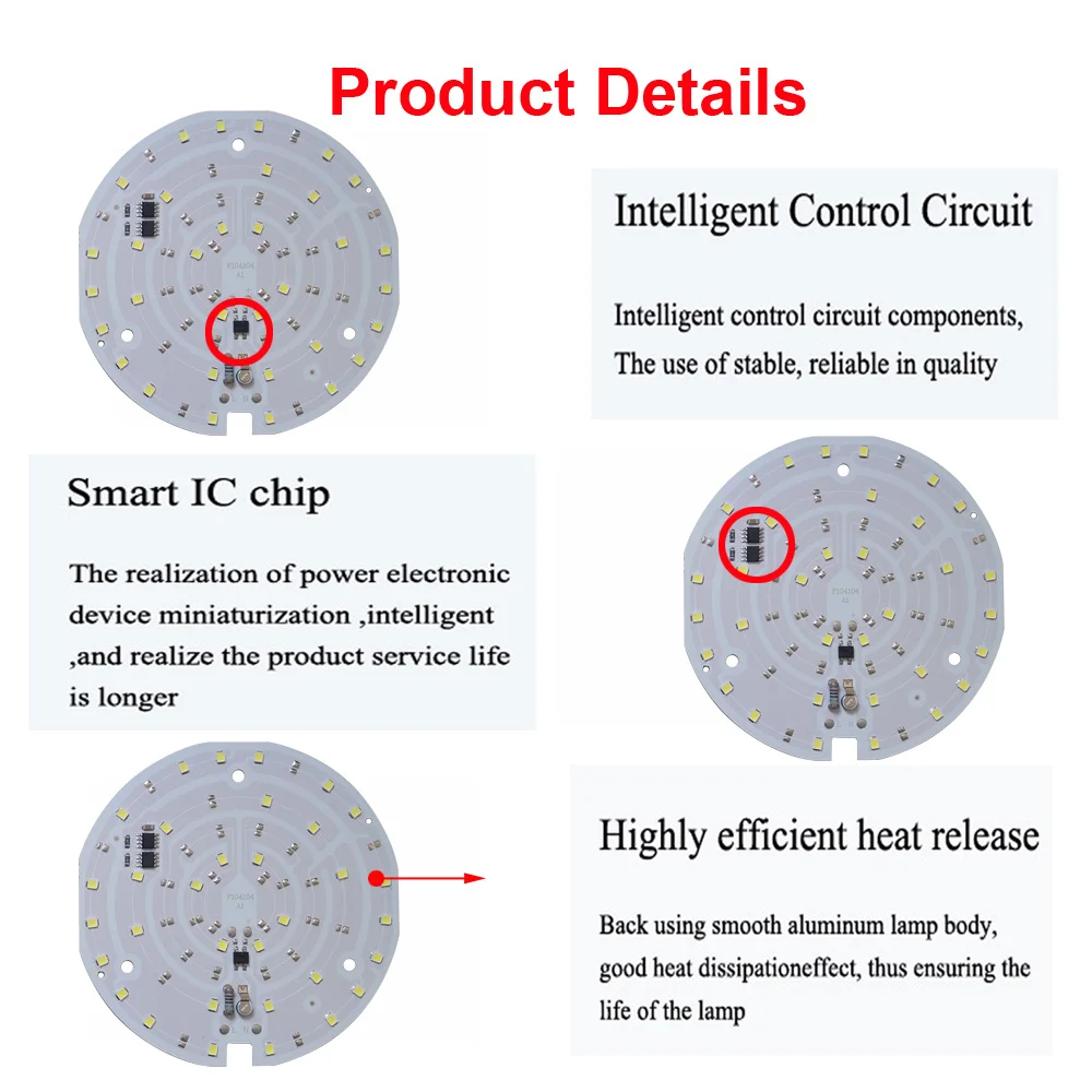 5 шт./лот светодиодный SMD Чип Потолочный светильник AC220V вход с умным IC без драйвера 15 Вт 18 Вт светильник с бусинами для DIY белый светильник