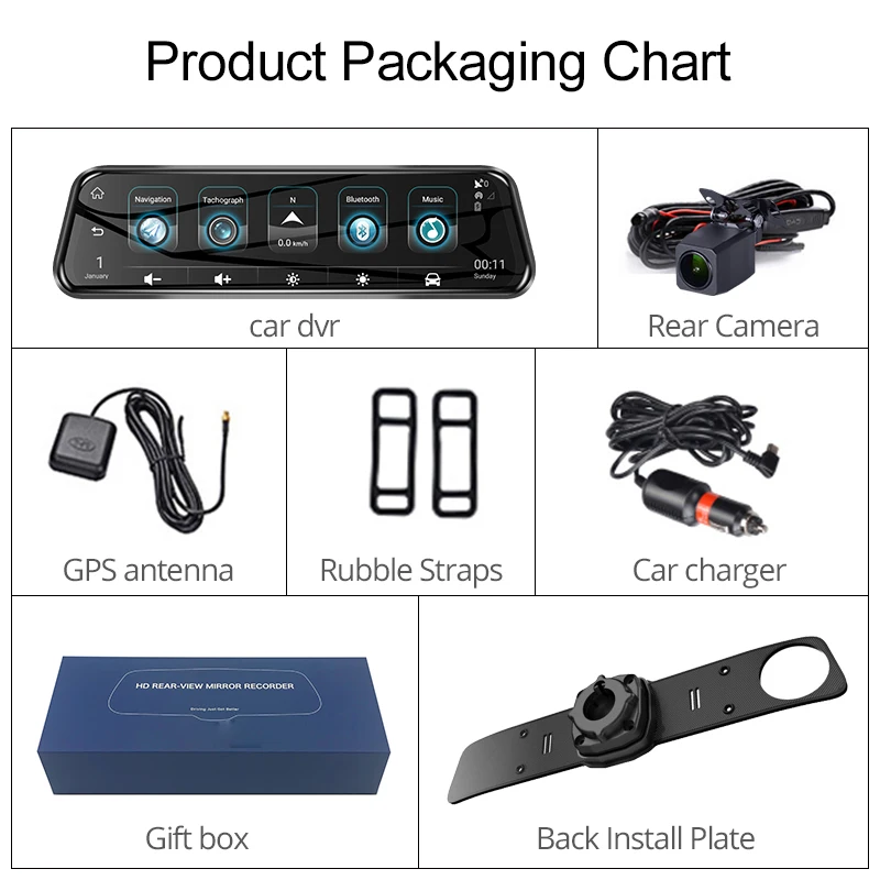 Автомобильный видеорегистратор 4G Android ADAS GPS 10 дюймов потоковая передача зеркало