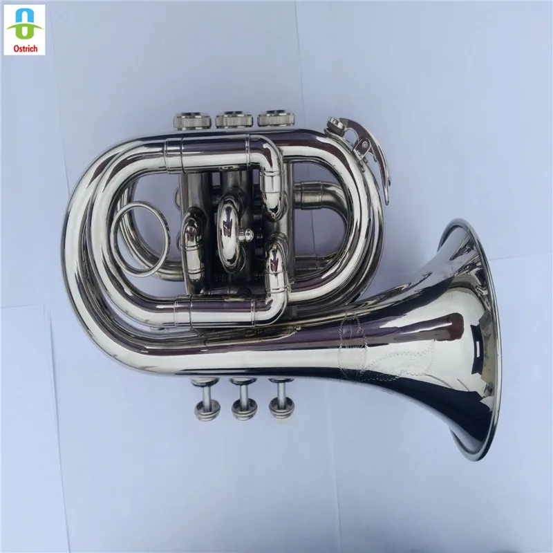 Совершенно новый! Bb посеребренный хромированный Карманный Труба с МП + жесткий