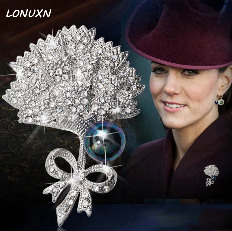 Фото Женская серебряная брошь с жемчугом в виде листка гинкго|silver brooch|brooch pinsfashion brooches