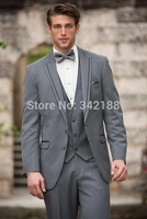 free shippingtwo buttons grey groom tuxedos peak lapel best man groomsmen men wedding suitswedding dress suitswedding men clot