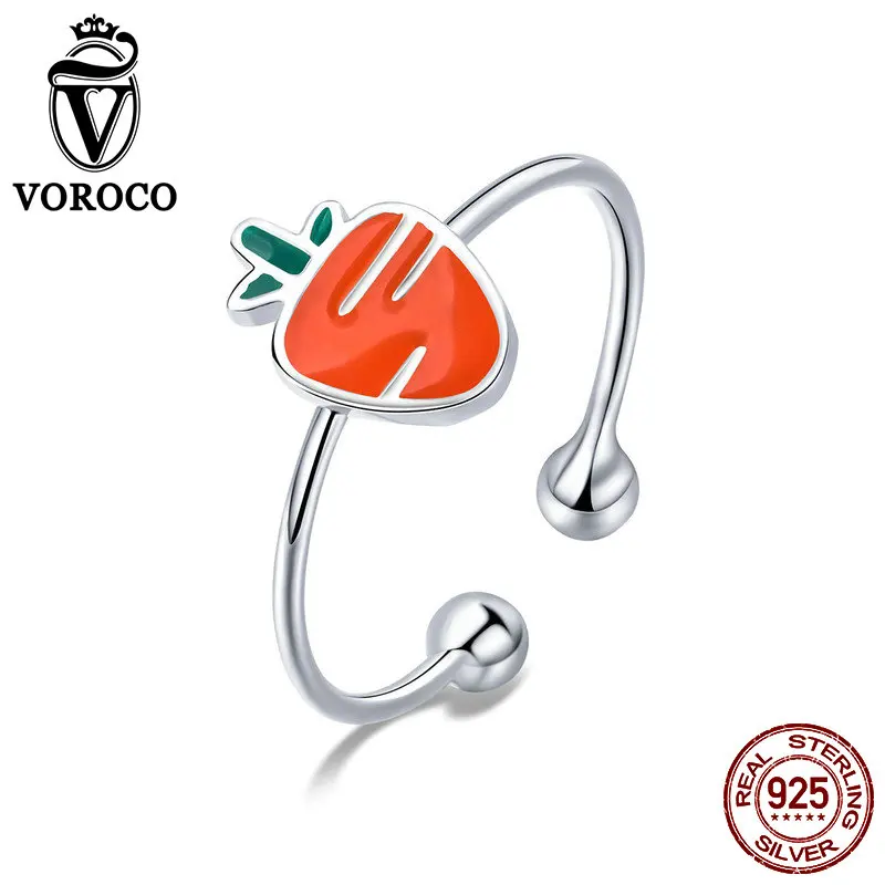 VOROCO настоящий 925 пробы серебряные Регулируемые кольца милое Открытое кольцо с