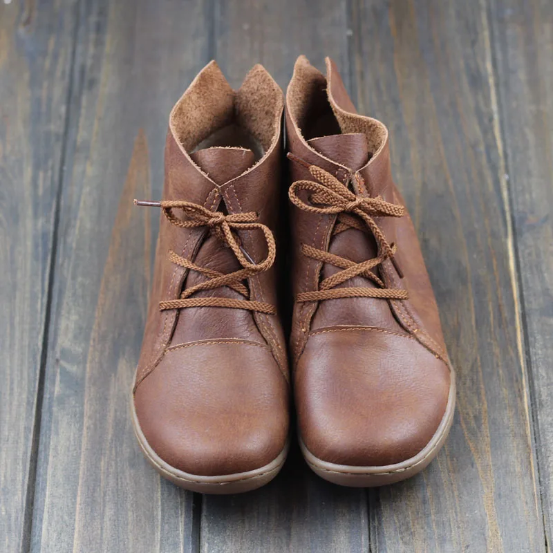 2019 Women Shoes Flat 100% Authentic Leather Round toe Lace up Ladies Woman soft leather Moccasins Female Footwear AG09 | Обувь