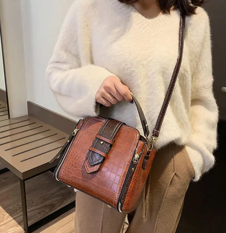 Сумка-мешок из крокодиловой кожи для женщин 2019 модные маленькие сумки через