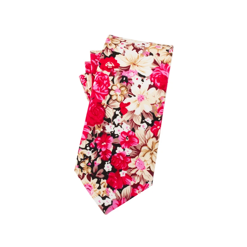 Мужской галстук с цветочным принтом хлопчатобумажный узкий на шею Свадебный 2019 |