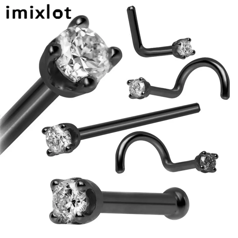 Imixlot 5 шт. многофункциональные носовые гвозди в стиле панк с цирконием 7 слов