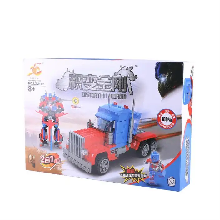Головоломка сборки малых частиц building block Игрушка два-в-одном переменная робот |